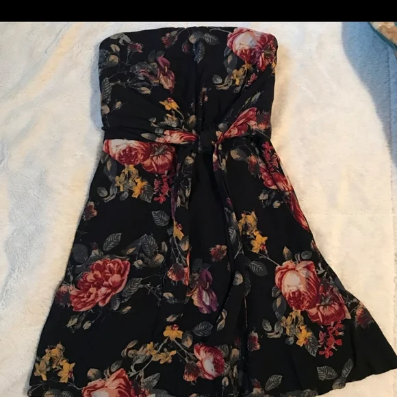 Lulus Strapless Navy Floral Mini Dress Size XS - Picture 4 of 14